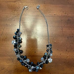 Faux onyx and diamond bead necklace